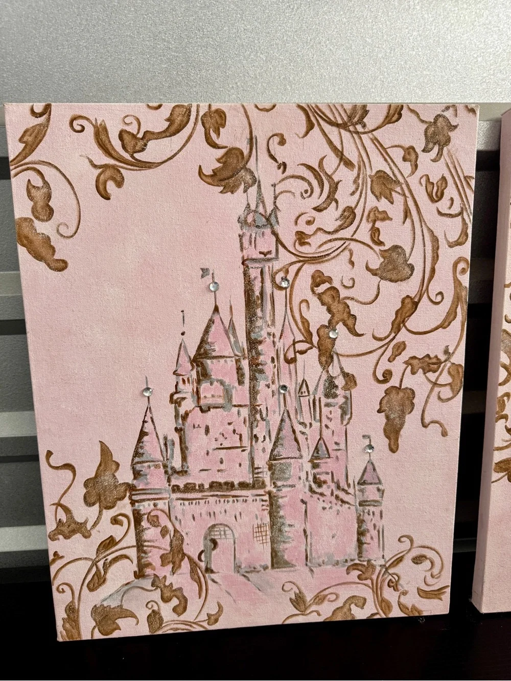 Pink and Gold Princess Castle Wall Art - Home Wall Decor